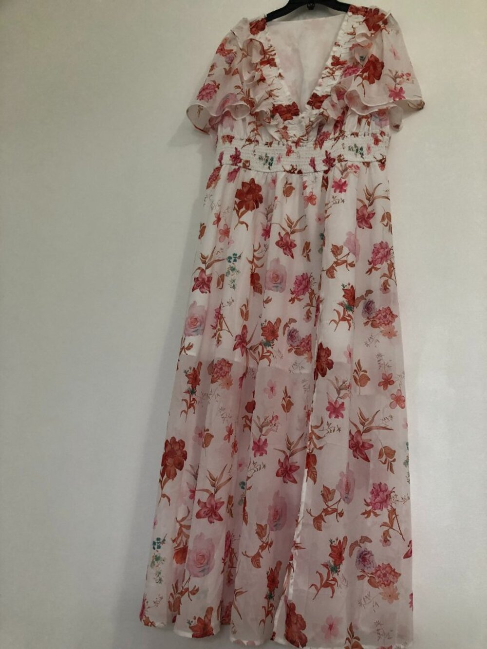 EYWOL Wedding Guest Dresses for Women Short Sleeve Chiffon Floral with Slit 3XL